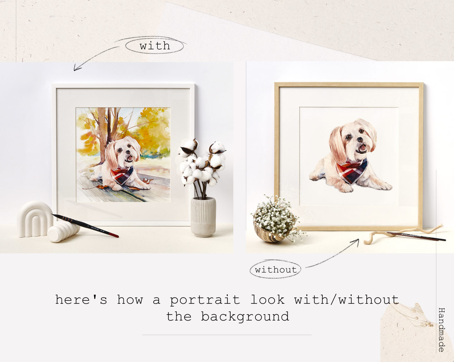 Custom Handmade Watercolor Dog Portrait