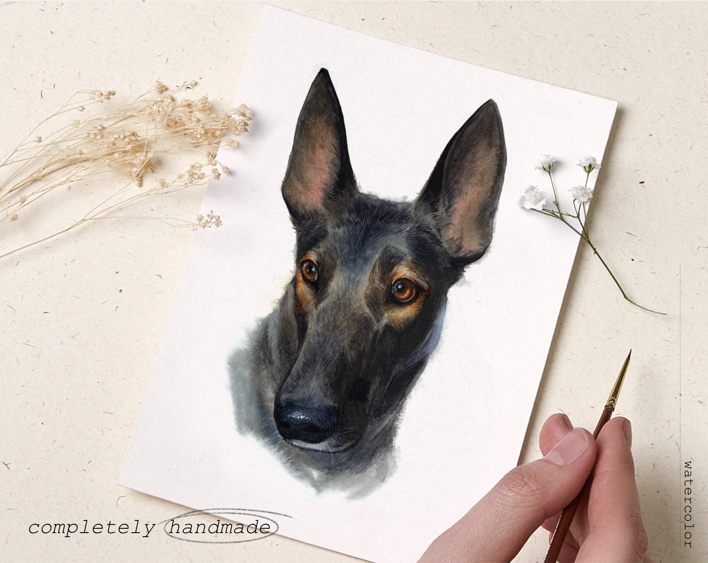 Handmade Custom Watercolor Cat Portrait