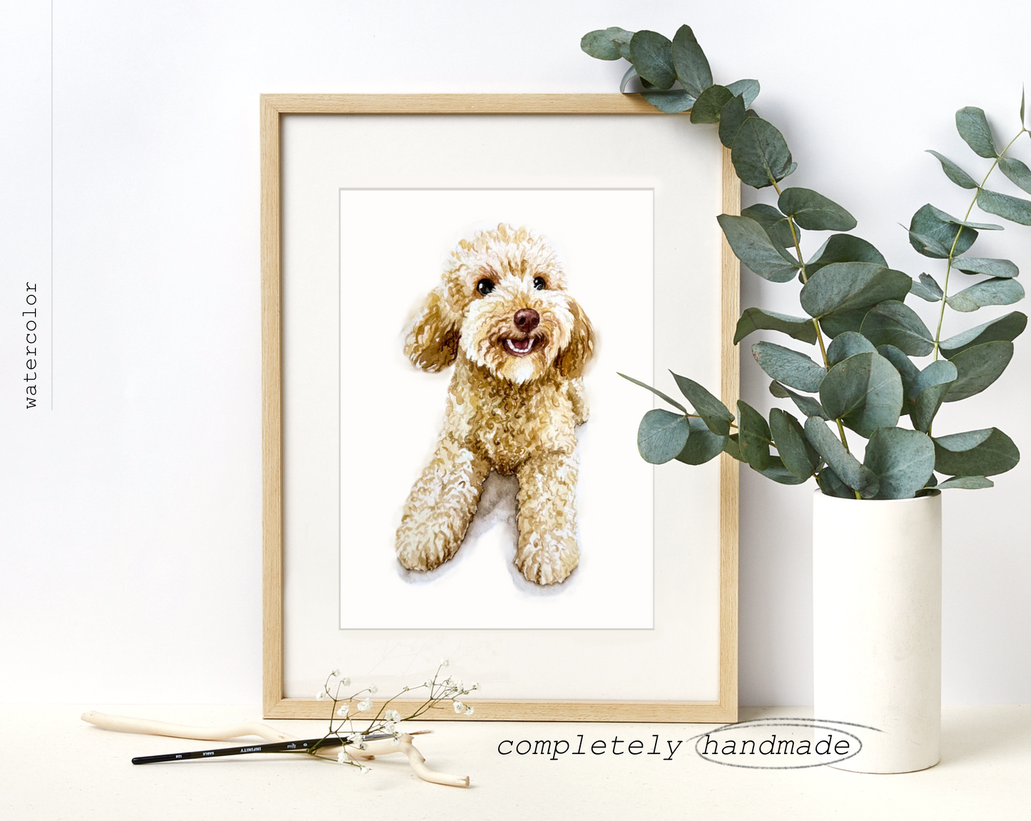 Custom Handmade Watercolor Dog Portrait