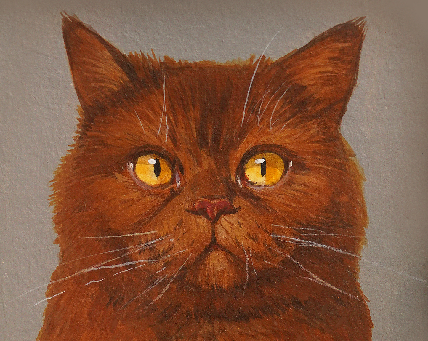 Custom Hand-Painted Acrylic Pet Portrait in a Gold-Colored Vintage Frame