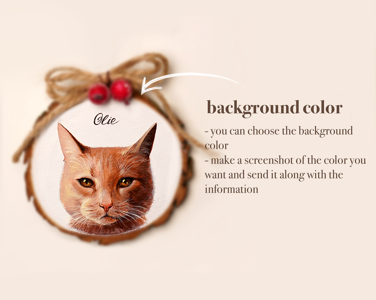 Hand-Painted Pet Wood Slice Ornament (Custom Acrylic Portraits)