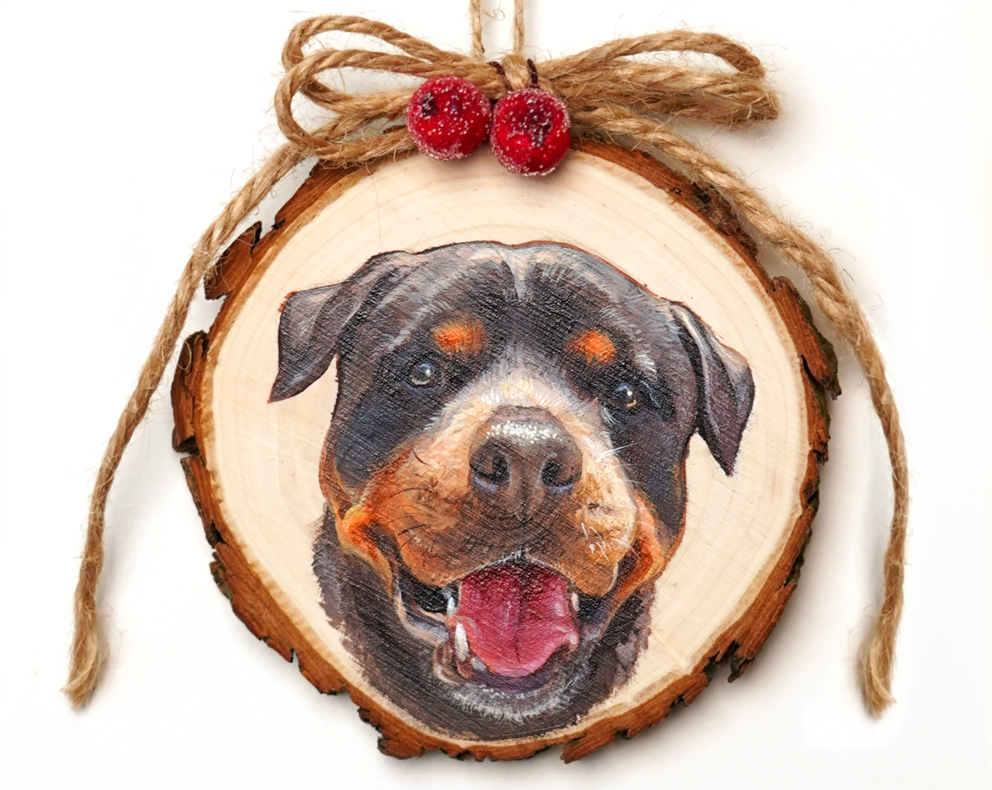 Hand-Painted Pet Wood Slice Ornament (Custom Acrylic Portraits)