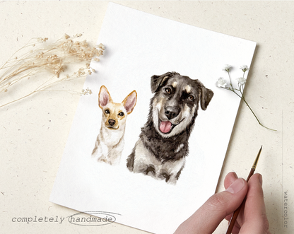 Two Pet Portrait | Watercolor Pet Portrait