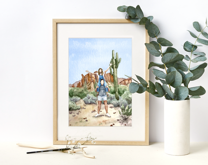Custom Watercolor Family Portrait with Personalized Background