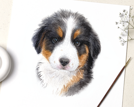 Handmade Custom Watercolor Dog Portrait