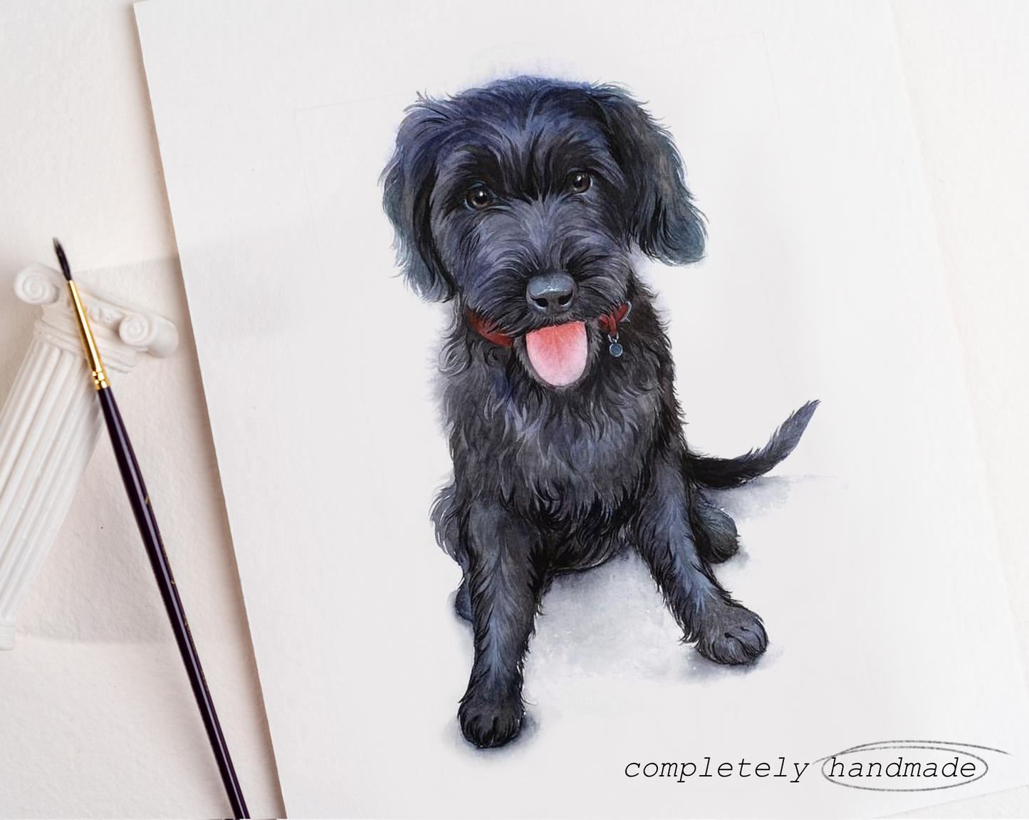 Handmade Custom Watercolor Dog Portrait