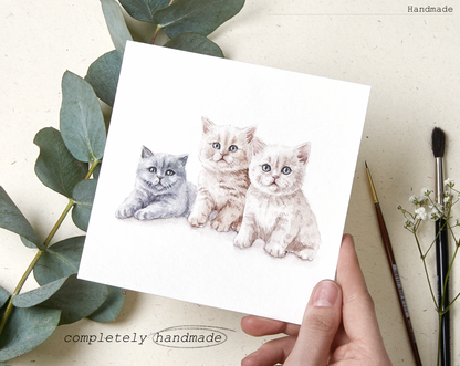 Mini Custom Handmade Watercolor Cat Portrait 