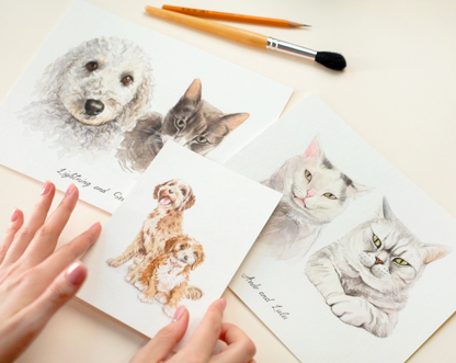 Two Pet Handmade Portrait