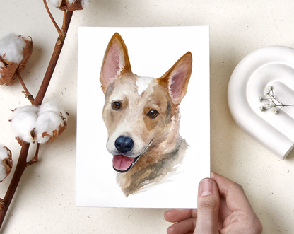 Handmade Custom Watercolor Dog Portrait