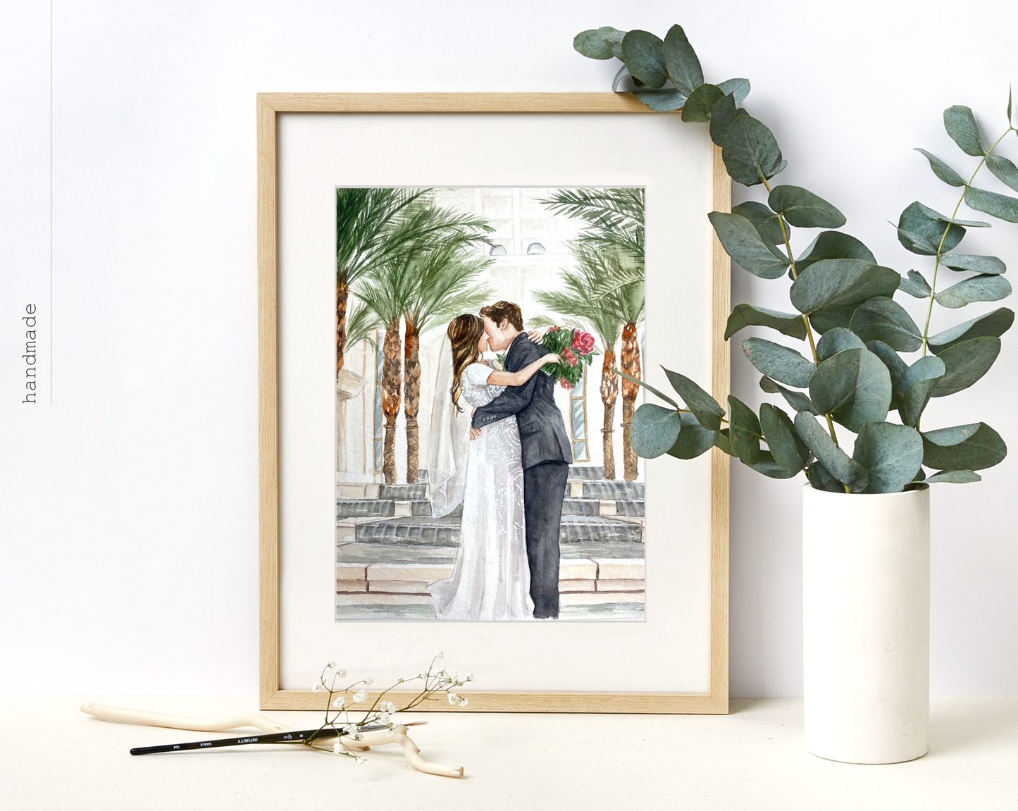 Custom Watercolor Family Portrait with Personalized Background