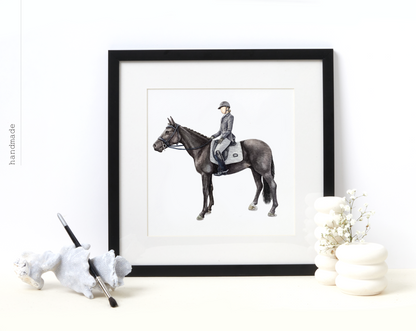Watercolor Family Portrait | Portrait from Photo | Family Portrait with Pets | Family Portrait with Frame | People Portrait from Photo
