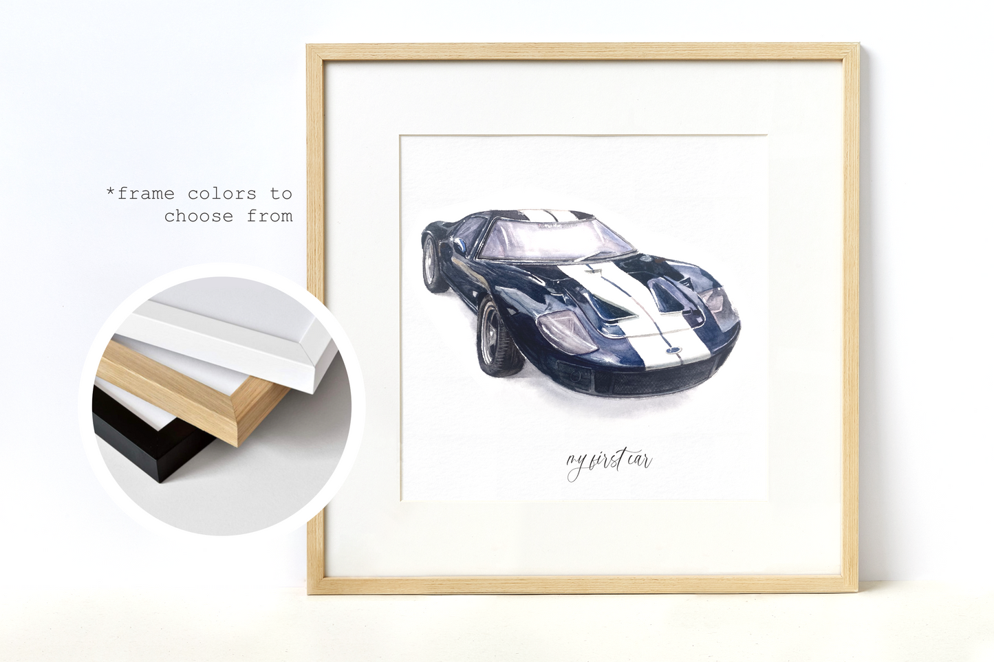 Watercolor Car Portrait from Photo, Custom Car Painting