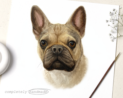 100% Handmade Watercolor Pet Portrait