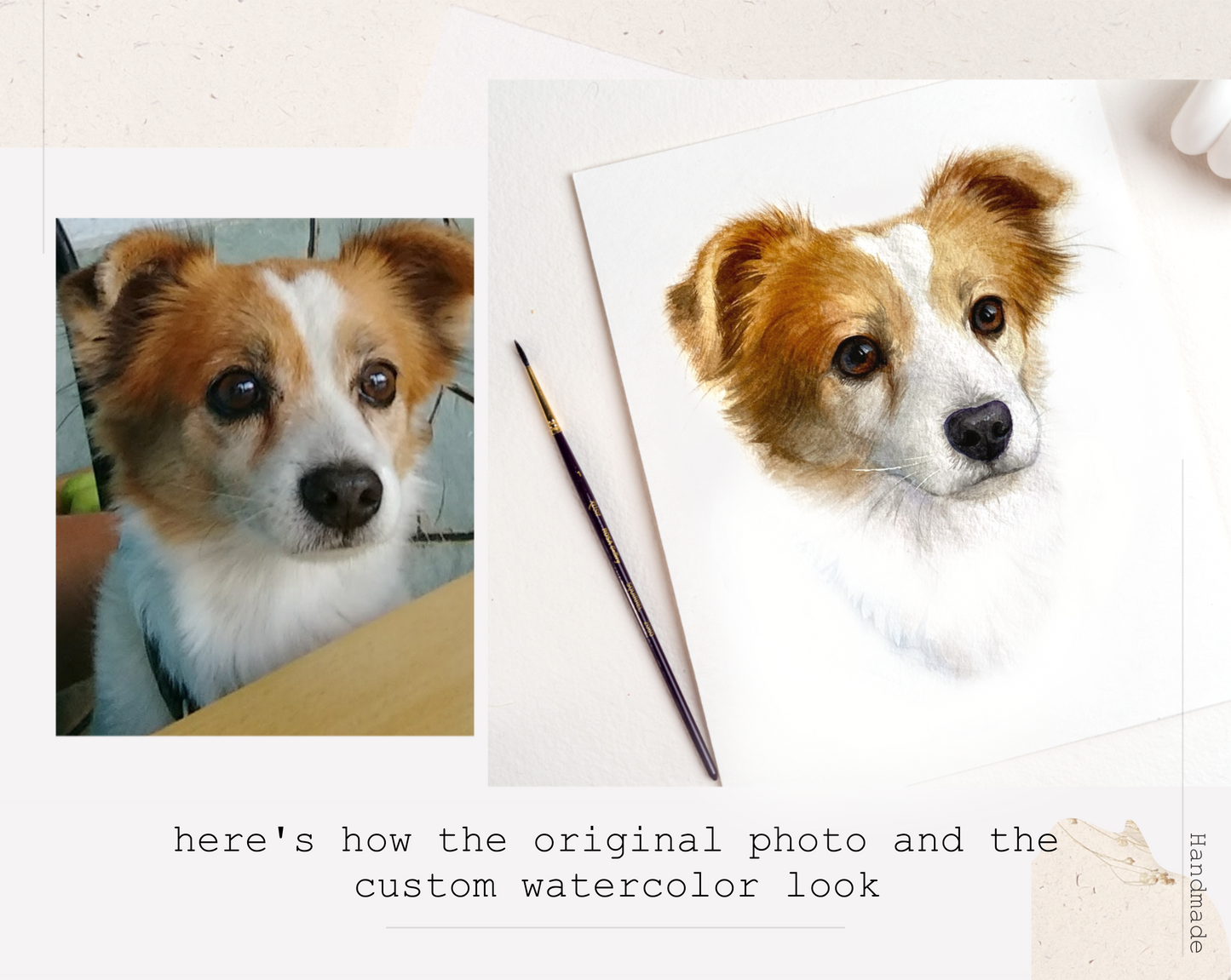 Handmade Custom Watercolor Dog Portrait