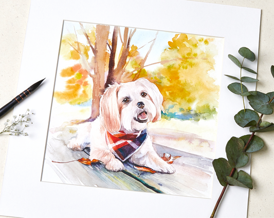 Custom Handmade Watercolor Dog Portrait